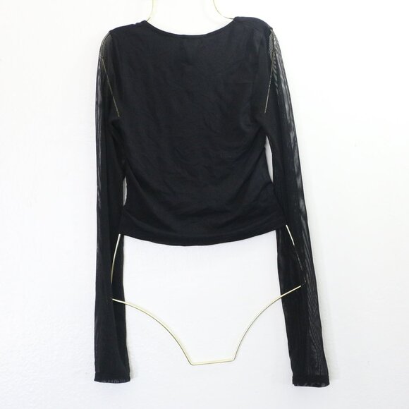 Forever 21 Black Crop Top with Sheer Long Sleeves 🖤 - Picture 3 of 10